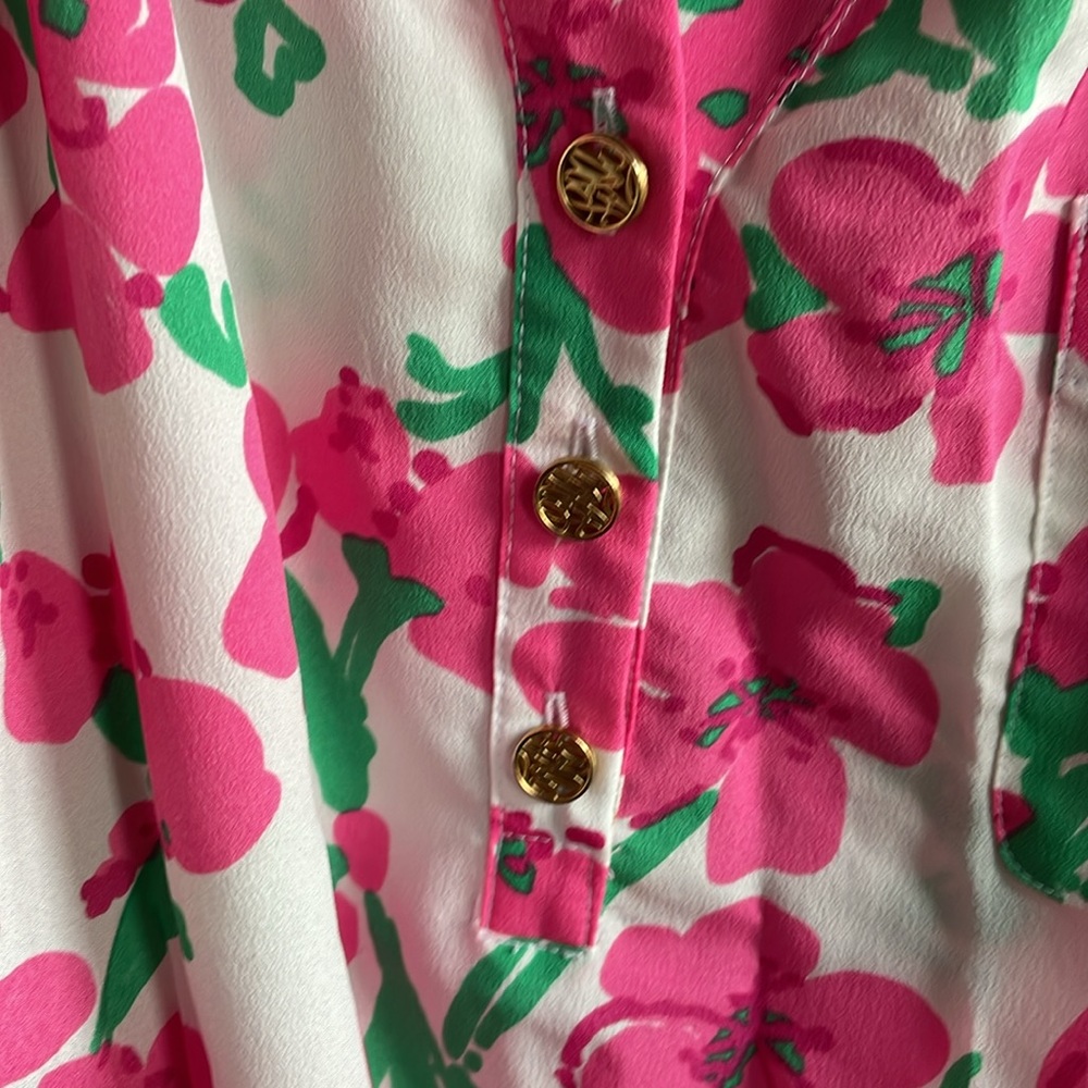 Lilly Pulitzer Alima Top Blouse Flowers and Trees M - Picture 3 of 5
